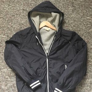 Navy rain jacket w/ white trim